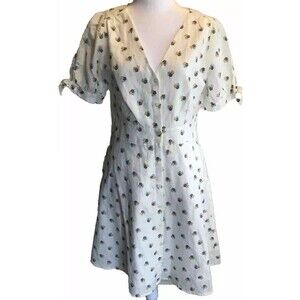 GAP White Dress, sz 6 puff sleeves, fully lined, button closures, New W/Tags